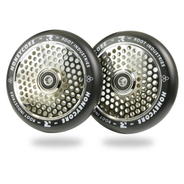 Root Industries Honeycore Wheels 120mm - Black on Mirror