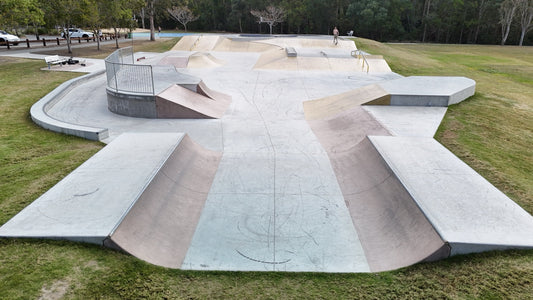 Drone view over Pacific Pines skatepark at Weka Reserve, Gold Coast