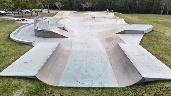 Drone view over Pacific Pines skatepark at Weka Reserve, Gold Coast