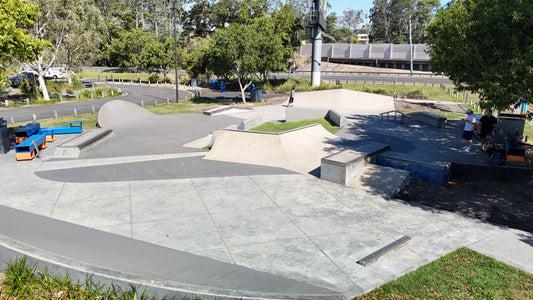 Overview of Shailer Park skatepark street plaza, Matthew Lambert Skate Park