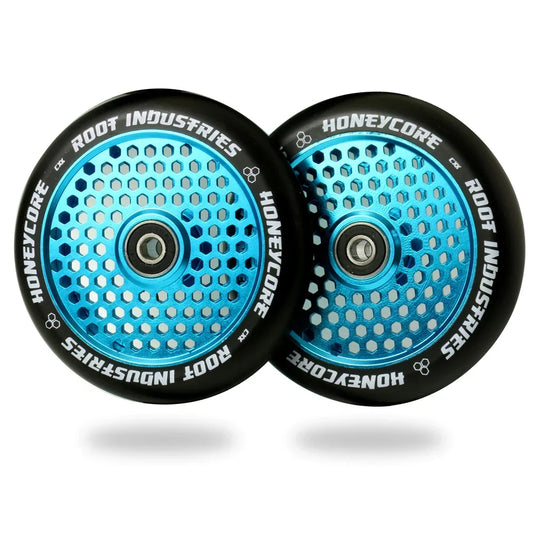 Root Industries Honeycore Wheels 120mm - Black on Sky Blue
