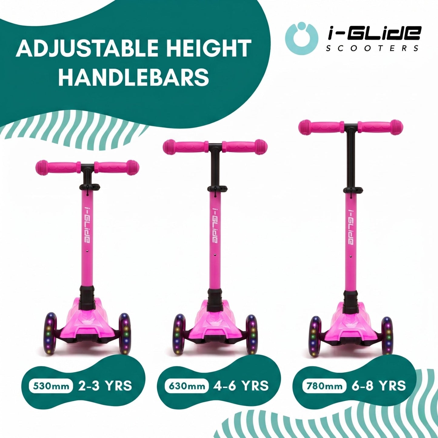 I-GLIDE 3-Wheel Kids Scooter - Hot Pink
