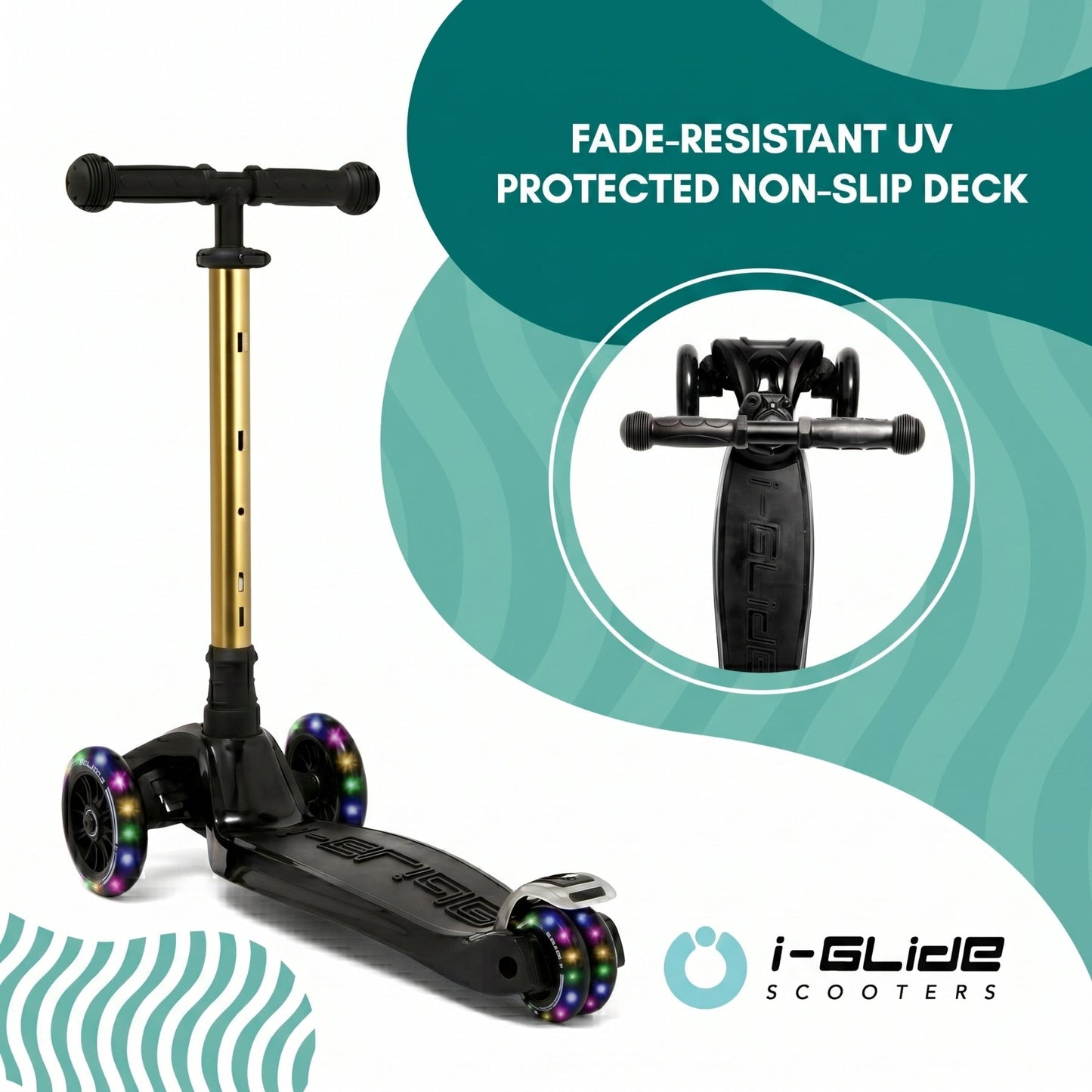 I-GLIDE 3-Wheel Kids Scooter - Limited Edition Black/GoldChrome
