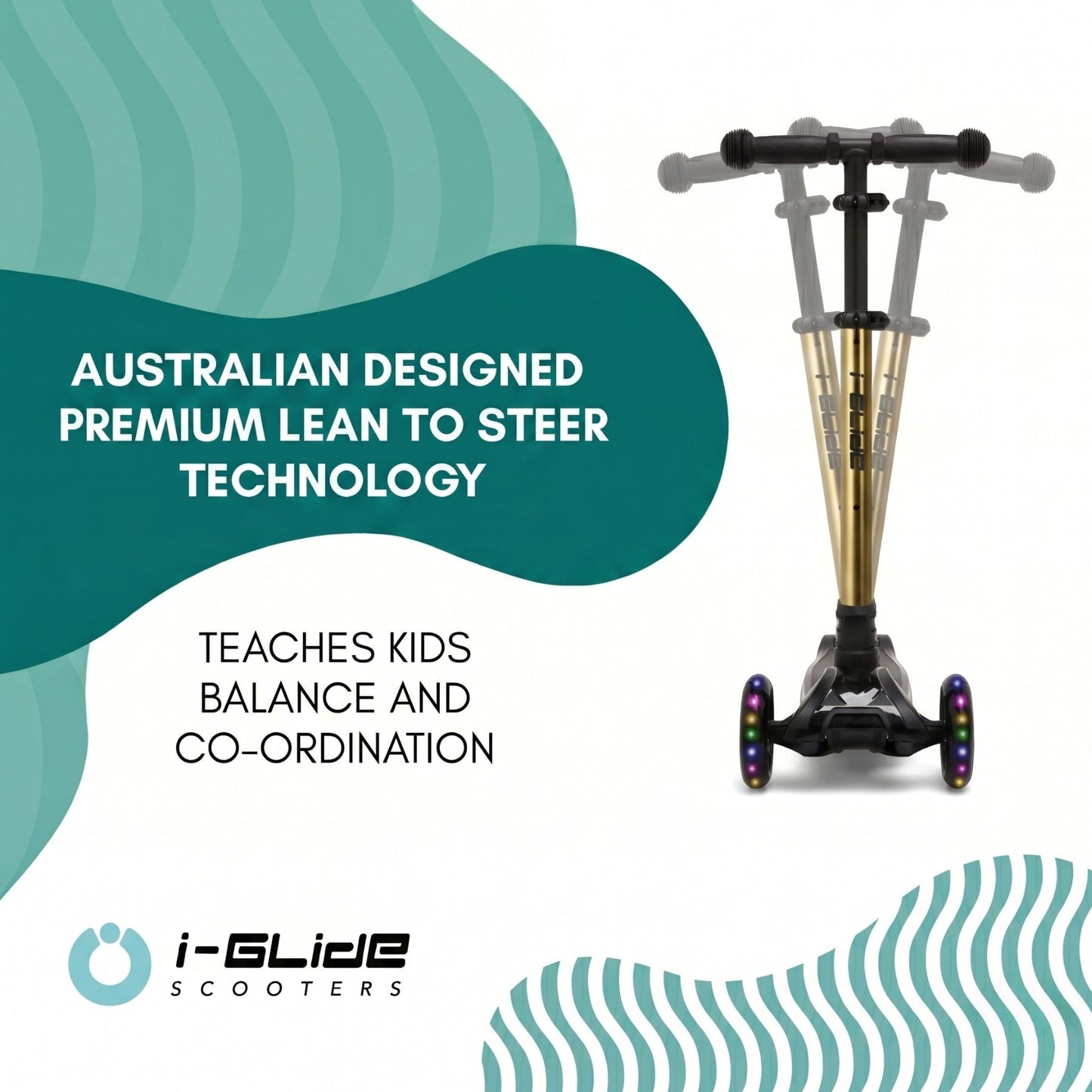 I-GLIDE 3-Wheel Kids Scooter - Limited Edition Black/GoldChrome