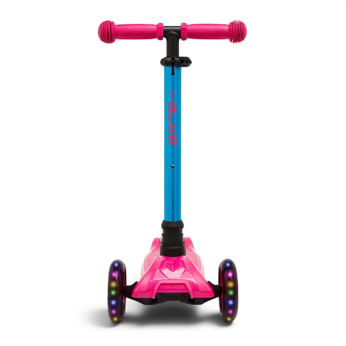 I-GLIDE 3-Wheel Kids Scooter - Pink/Aqua - front view