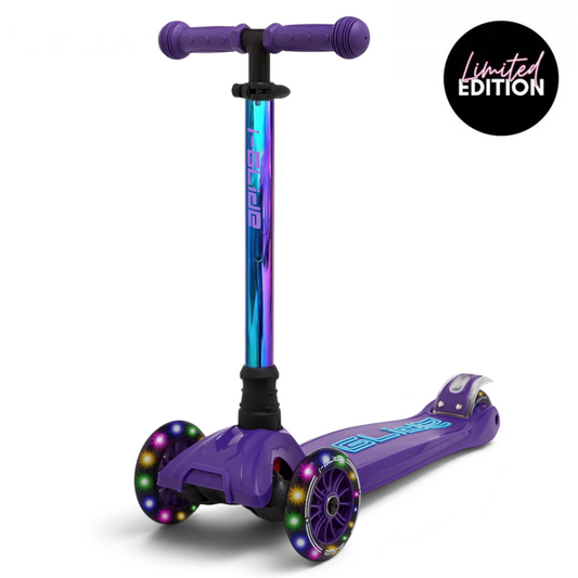 I-GLIDE 3-Wheel Kids Scooter - Limited Edition Purple/NeoChrome - angled view