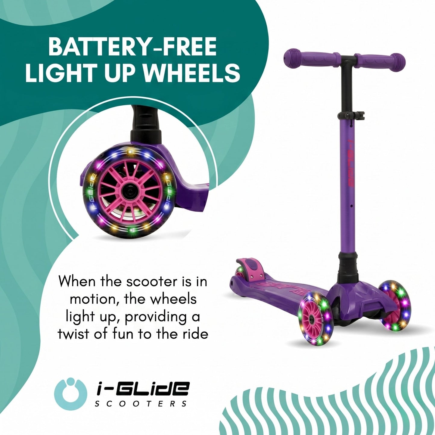 I-GLIDE 3-Wheel Kids Scooter - Purple/Pink