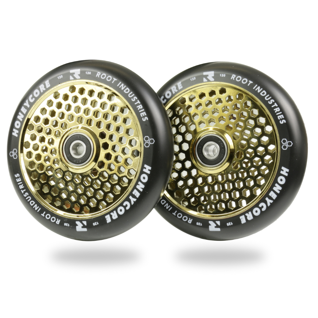 Root Industries HONEYCORE 120mm Wheels -  Black/Gold Rush