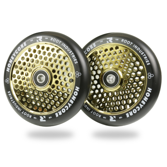 Root Industries Honeycore Wheels 120mm - Black on Gold Rush