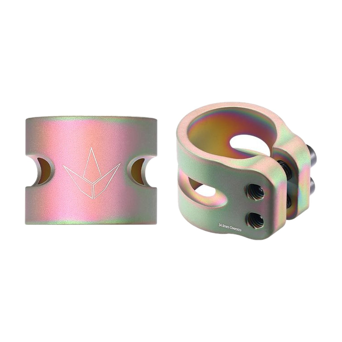 Envy 2 Bolt Oversize Clamp - Matted Oil Slick - two angles