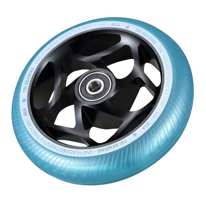 120mm/30mm TRI Bearing Wheel - Black / Teal