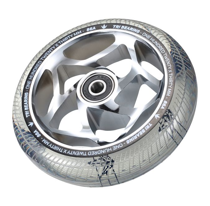 Envy 120mm/30mm TRI Bearing Wheel - Chrome / Clear (Single)
