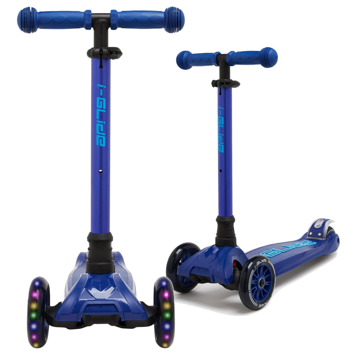 I-GLIDE 3-Wheel Kids Scooter - Blue/Blue - two angles