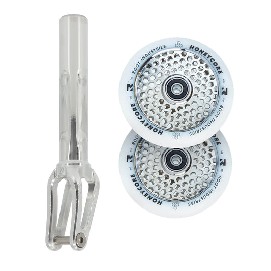 Unfair FX-1 Fork + Root Honeycore 110mm Wheels Saver Pack – Mirror / White on Mirror