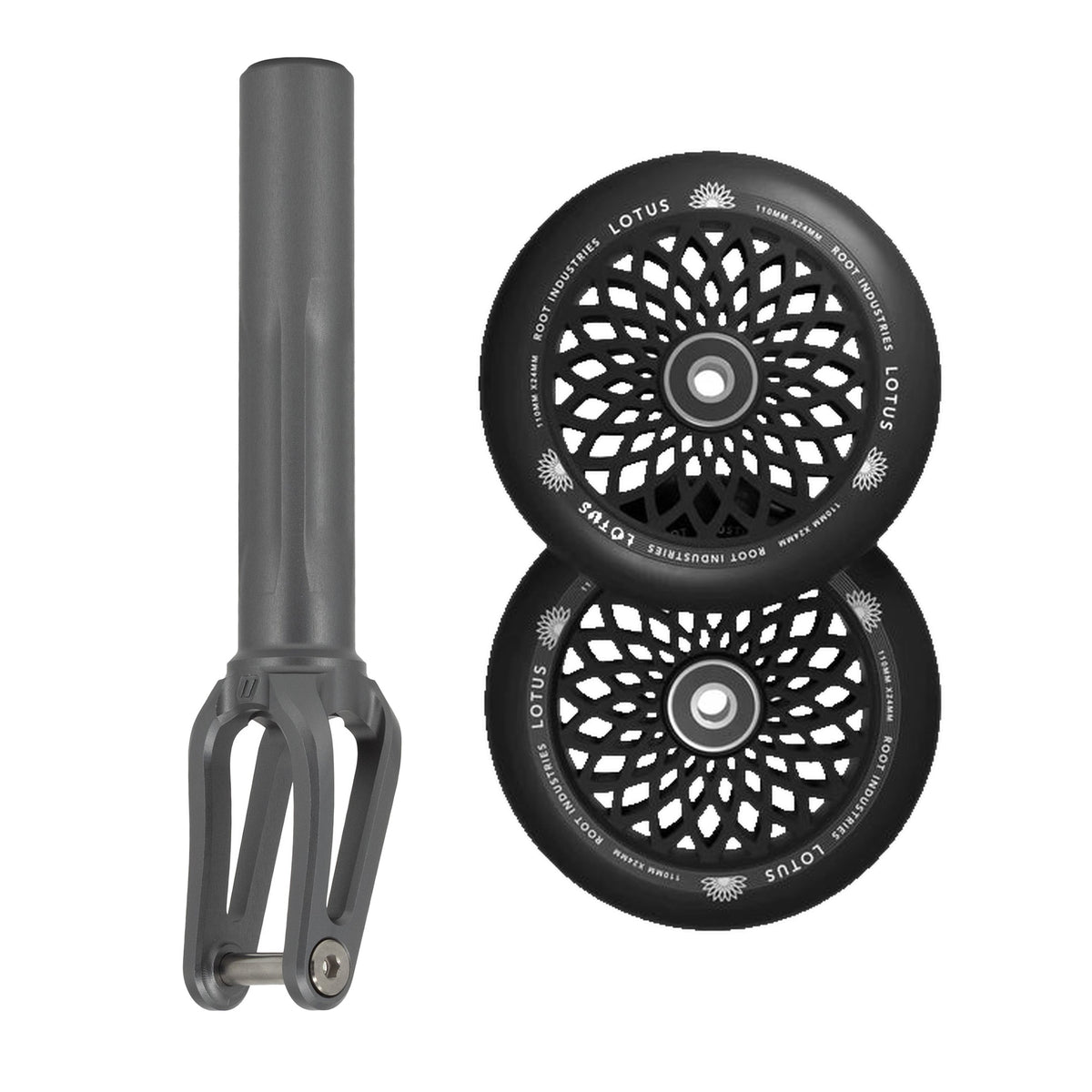 Unfair FX-1 Fork + Root Lotus 110mm Wheels Saver Pack – Graphite / Black on Black