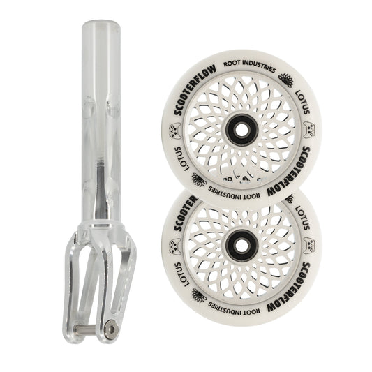 Unfair FX-1 Fork + Root Lotus 110mm Wheels Saver Pack – Mirror / White on White